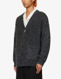 Dries Van Noten Mottled Relaxed-fit Alpaca Wool-blend Cardigan -Falkeis Store R04161203 GREY ALT02