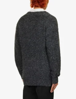 Dries Van Noten Mottled Relaxed-fit Alpaca Wool-blend Cardigan -Falkeis Store R04161203 GREY ALT03