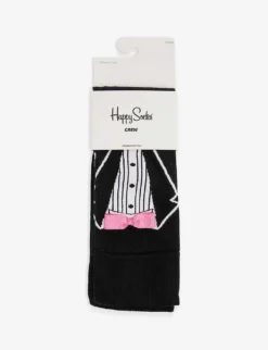Happy Socks Marry Me Tuxedo-print And Bow Stretch Cotton-blend Socks