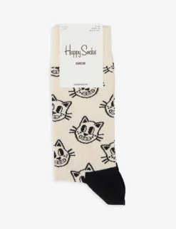 Happy Socks Cat-print Stretch Cotton-blend Socks
