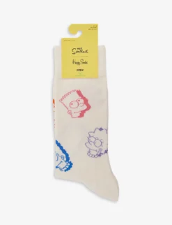 Happy Socks X The Simpsons Family Faces Stretch Cotton-blend Socks