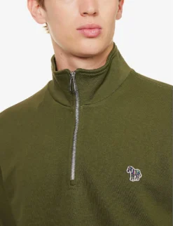 Zebra-appliqué Regular-fit Organic Cotton-jersey Sweatshirt -Falkeis Store R04161303 MILITARYGREEN ALT04