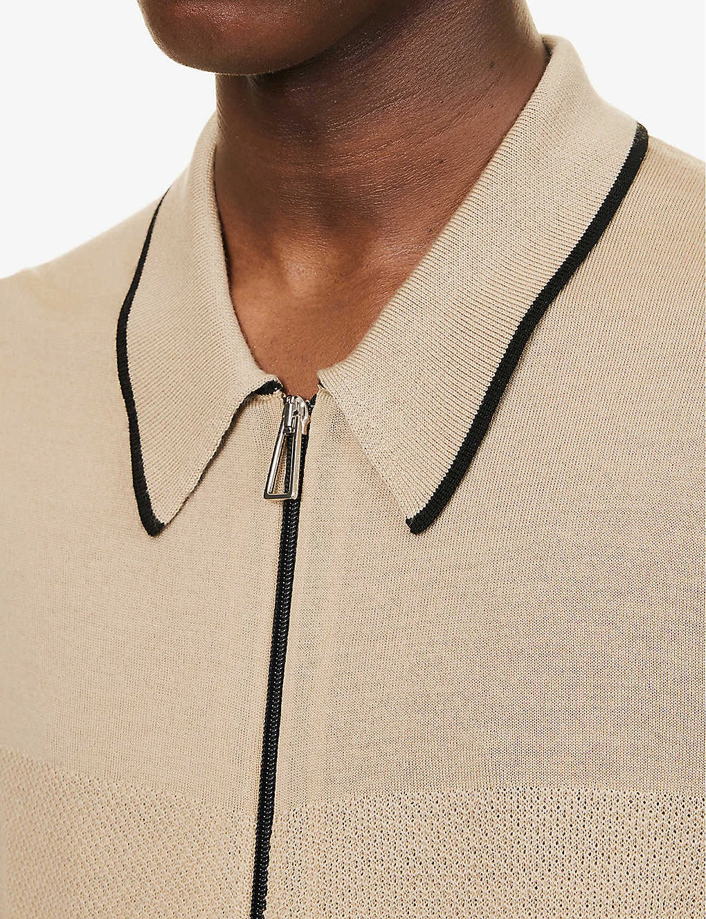 Contrast-panel Striped-pattern Regular-fit Wool-knit Cardigan 5 Contrast-panel Striped-pattern Regular-fit Wool-knit Cardigan - Image 5