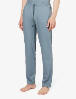 Relaxed-fit Stretch-cotton Pique Pyjama Bottoms -Falkeis Store R04161946 STEELBLUE ALT02