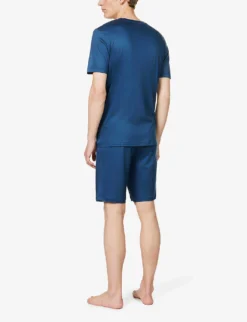 Crewneck Short-sleeve Woven Pyjama Set -Falkeis Store R04161949 DARKBLUE ALT03