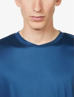 Crewneck Short-sleeve Woven Pyjama Set -Falkeis Store R04161949 DARKBLUE ALT05