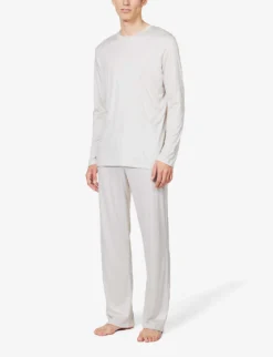 Long-sleeved Lyocell Pyjama Set -Falkeis Store R04161950 LIGHTGREY ALT02