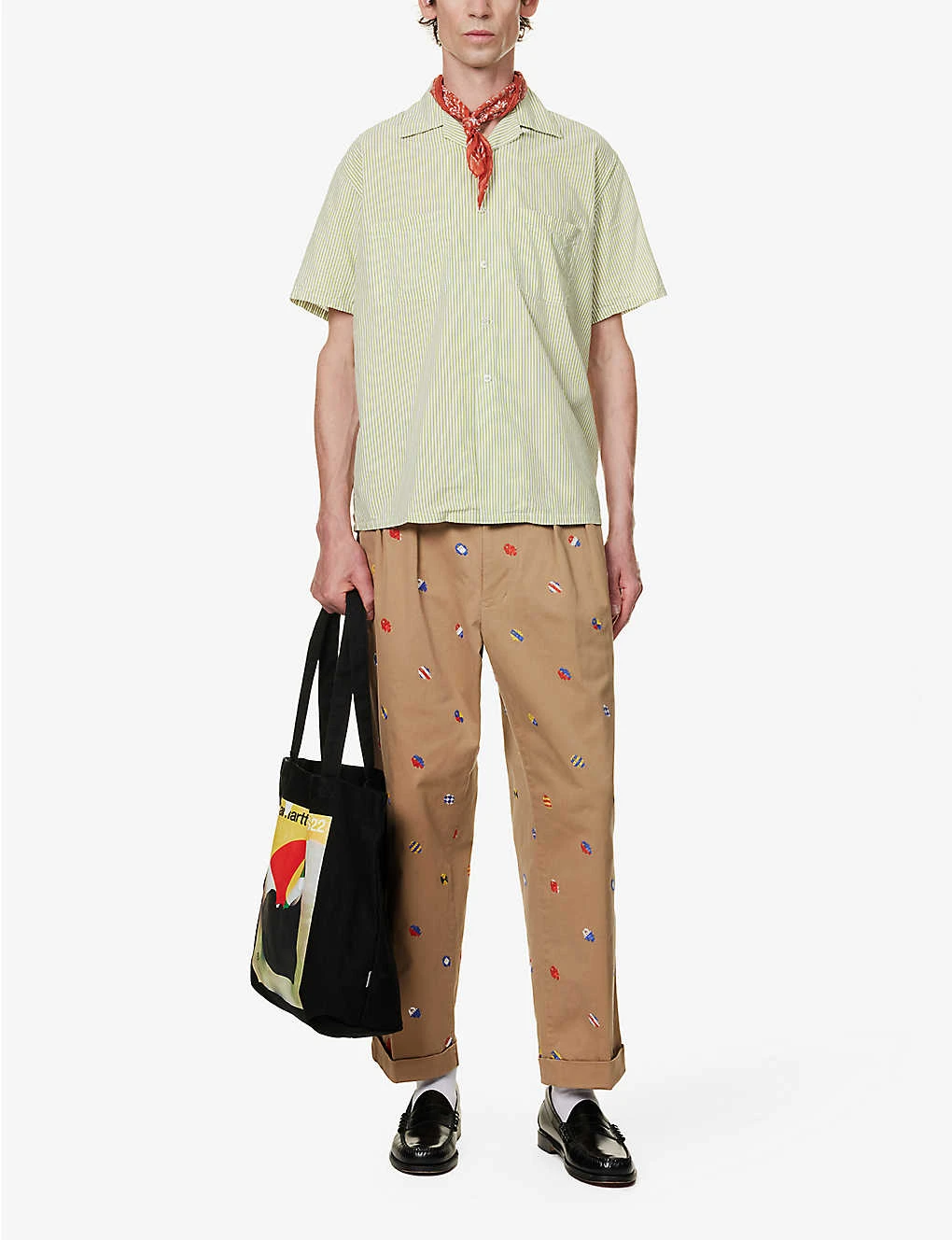 Camp-collar Stripe-print Regular-fit Cotton-blend Shirt 2 Camp-collar Stripe-print Regular-fit Cotton-blend Shirt - Image 2