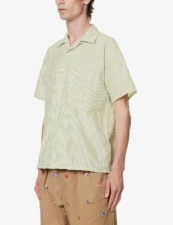 Camp-collar Stripe-print Regular-fit Cotton-blend Shirt 7 Camp-collar Stripe-print Regular-fit Cotton-blend Shirt -Falkeis Store R04162303 GREEN ALT02