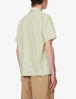 Camp-collar Stripe-print Regular-fit Cotton-blend Shirt 8 Camp-collar Stripe-print Regular-fit Cotton-blend Shirt -Falkeis Store R04162303 GREEN ALT03