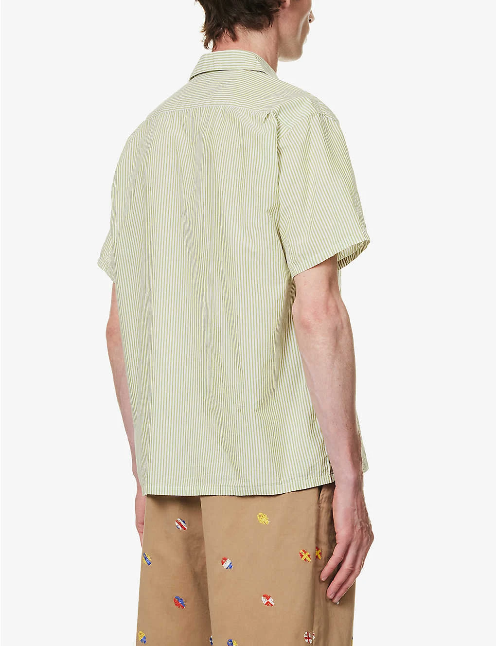 Camp-collar Stripe-print Regular-fit Cotton-blend Shirt 4 Camp-collar Stripe-print Regular-fit Cotton-blend Shirt - Image 4