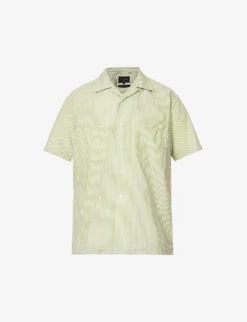 Camp-collar Stripe-print Regular-fit Cotton-blend Shirt