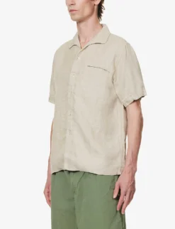 Camp Short-sleeved Regular-fit Linen Shirt -Falkeis Store R04162304 NATURAL ALT02