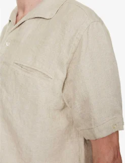 Camp Short-sleeved Regular-fit Linen Shirt -Falkeis Store R04162304 NATURAL ALT04