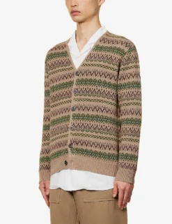 Fair Isle-print Button-up Ramie And Cotton-blend Cardigan -Falkeis Store R04162317 BEIGE ALT02