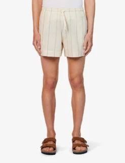 Las Garzas Striped-pattern Recycled-cotton And Cotton-blend Shorts -Falkeis Store R04162496 BEIGE ALT02