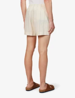 Las Garzas Striped-pattern Recycled-cotton And Cotton-blend Shorts -Falkeis Store R04162496 BEIGE ALT03