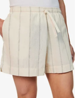 Las Garzas Striped-pattern Recycled-cotton And Cotton-blend Shorts -Falkeis Store R04162496 BEIGE ALT04
