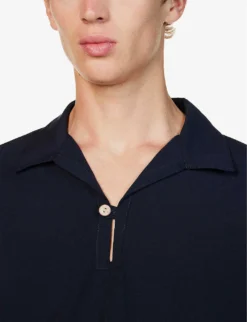 El Choro Polo-collar Relaxed-fit Organic-cotton Shirt 9 El Choro Polo-collar Relaxed-fit Organic-cotton Shirt -Falkeis Store R04162499 NAVY ALT04