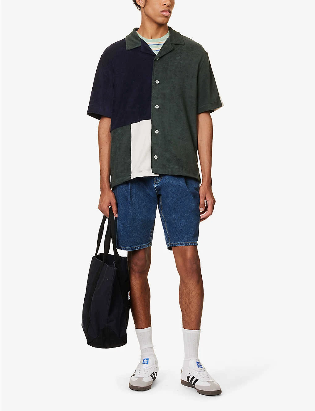 Cocktail Contrast-panel Relaxed-fit Cotton-blend Shirt 2 Cocktail Contrast-panel Relaxed-fit Cotton-blend Shirt - Image 2