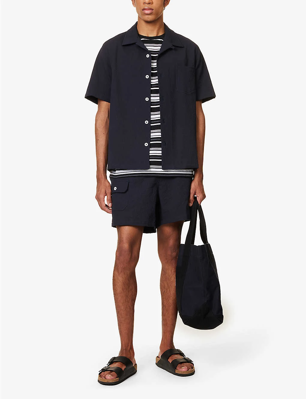 Cocktail Seersucker-texture Relaxed-fit Cotton-blend Shirt 2 Cocktail Seersucker-texture Relaxed-fit Cotton-blend Shirt - Image 2