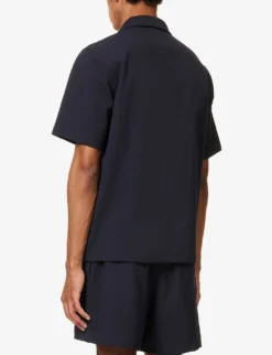 Cocktail Seersucker-texture Relaxed-fit Cotton-blend Shirt 8 Cocktail Seersucker-texture Relaxed-fit Cotton-blend Shirt -Falkeis Store R04164482 NAVY ALT03