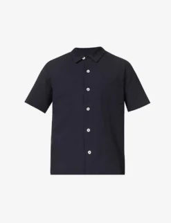 Cocktail Seersucker-texture Relaxed-fit Cotton-blend Shirt