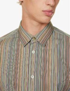 PAUL SMITH Artist Stripe Patterned Regular-fit Cotton-poplin Shirt -Falkeis Store R04165102 MULTICOLOURED ALT04