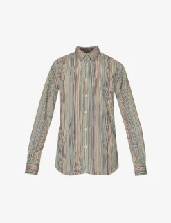 PAUL SMITH Artist Stripe Patterned Regular-fit Cotton-poplin Shirt
