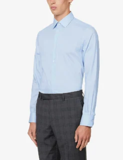 PAUL SMITH Tailor Pearlescent-button Regular-fit Cotton-poplin Shirt -Falkeis Store R04165106 LIGHTBLUE ALT02