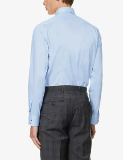 PAUL SMITH Tailor Pearlescent-button Regular-fit Cotton-poplin Shirt -Falkeis Store R04165106 LIGHTBLUE ALT03