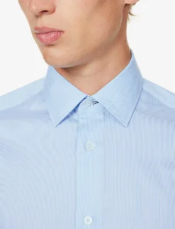 PAUL SMITH Tailor Pearlescent-button Regular-fit Cotton-poplin Shirt -Falkeis Store R04165106 LIGHTBLUE ALT04