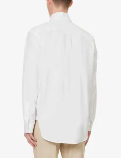 Palm Angels Sartorial Tape Branded-insert Relaxed-fit Cotton Shirt -Falkeis Store R04166067 WHITEBLACK ALT03