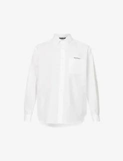 Palm Angels Sartorial Tape Branded-insert Relaxed-fit Cotton Shirt