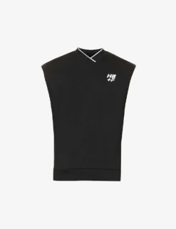 Brand-print Sleeveless Cotton-jersey Top