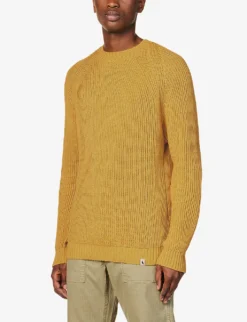 Harry Brand-tab Cable-knit Regular-fit Cotton Jumper -Falkeis Store R04167229 SUNFLOWER ALT02