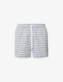 Geometric-print Drawstring-waistband Recycled-polyester Swim Shorts