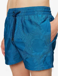 Geometric-print Regular-fit Swim Shorts -Falkeis Store R04167462 LAKEBLUE ALT04
