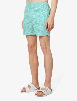 Geometric-print Regular-fit Recycled-polyester Swim Shorts -Falkeis Store R04167463 SPRINGGREEN ALT02