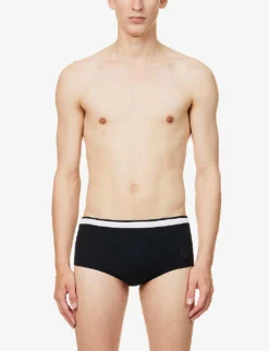 Brand-patch Mid-rise Stretch-woven Swim Briefs -Falkeis Store R04167464 BLACK ALT02