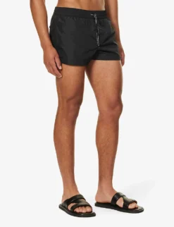 Dolce & Gabbana Logo-plaque Cotton And Silk-blend Swim Shorts -Falkeis Store R04168689 BLACK ALT02