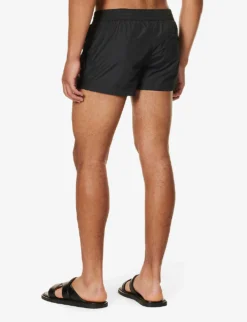 Dolce & Gabbana Logo-plaque Cotton And Silk-blend Swim Shorts -Falkeis Store R04168689 BLACK ALT03