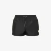 Dolce & Gabbana Logo-plaque Cotton And Silk-blend Swim Shorts