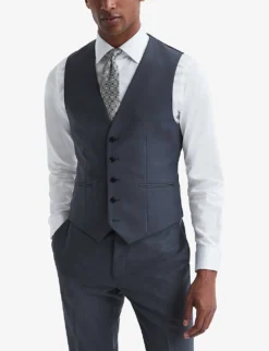 Reiss Fine Darted Slim-fit Wool Waistcoat -Falkeis Store R04168883 AIRFORCEBLUE ALT02