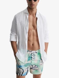 Reiss Pacific Graphic-print Drawstring Stretch Recycled-polyester Swim Shorts -Falkeis Store R04169167 MULTI ALT02