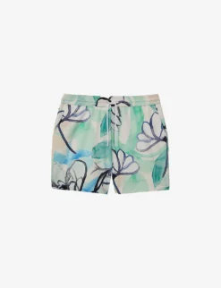 Reiss Pacific Graphic-print Drawstring Stretch Recycled-polyester Swim Shorts