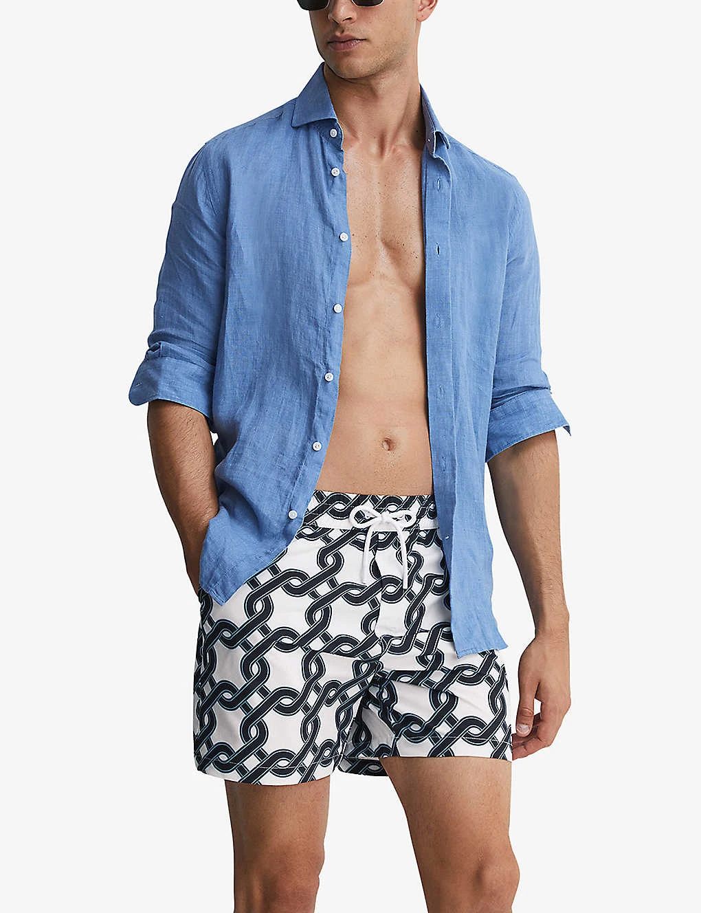 Reiss Chain Graphic-print Regular-fit Recycled-polyester Swim Shorts 3 Reiss Chain Graphic-print Regular-fit Recycled-polyester Swim Shorts - Image 3