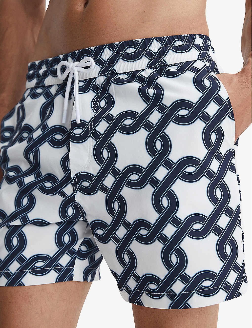 Reiss Chain Graphic-print Regular-fit Recycled-polyester Swim Shorts 5 Reiss Chain Graphic-print Regular-fit Recycled-polyester Swim Shorts - Image 5