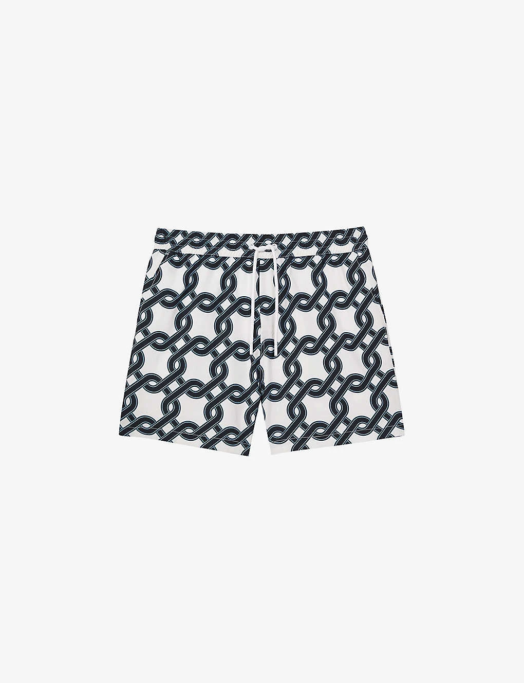 Reiss Chain Graphic-print Regular-fit Recycled-polyester Swim Shorts 1 Reiss Chain Graphic-print Regular-fit Recycled-polyester Swim Shorts