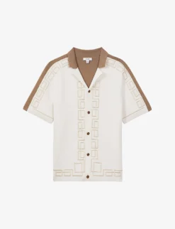 Reiss Hawk Embroidered Stretch-woven Shirt